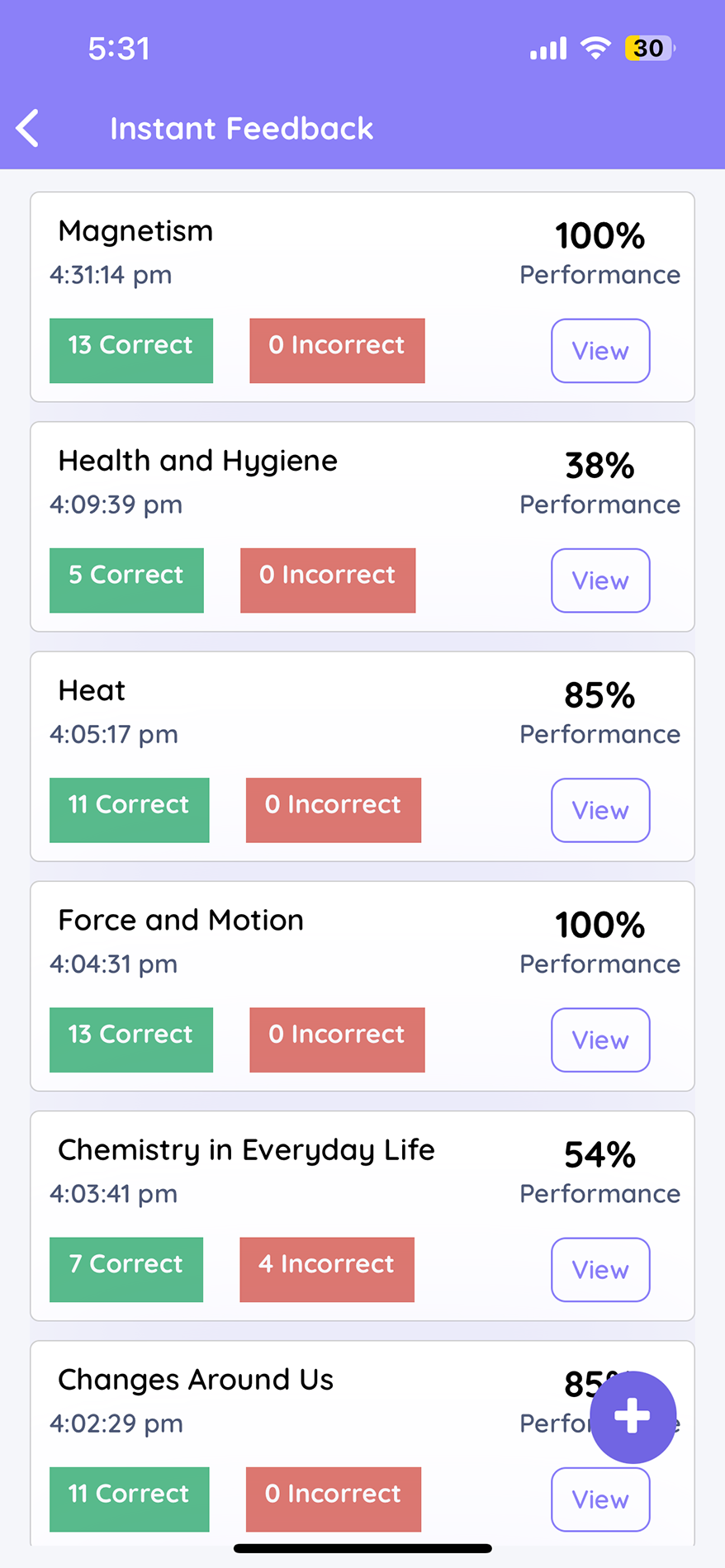 Live in-lecture quizzes with instant feedback