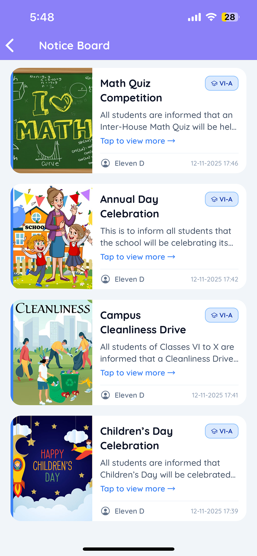 TedQu app — school notice board