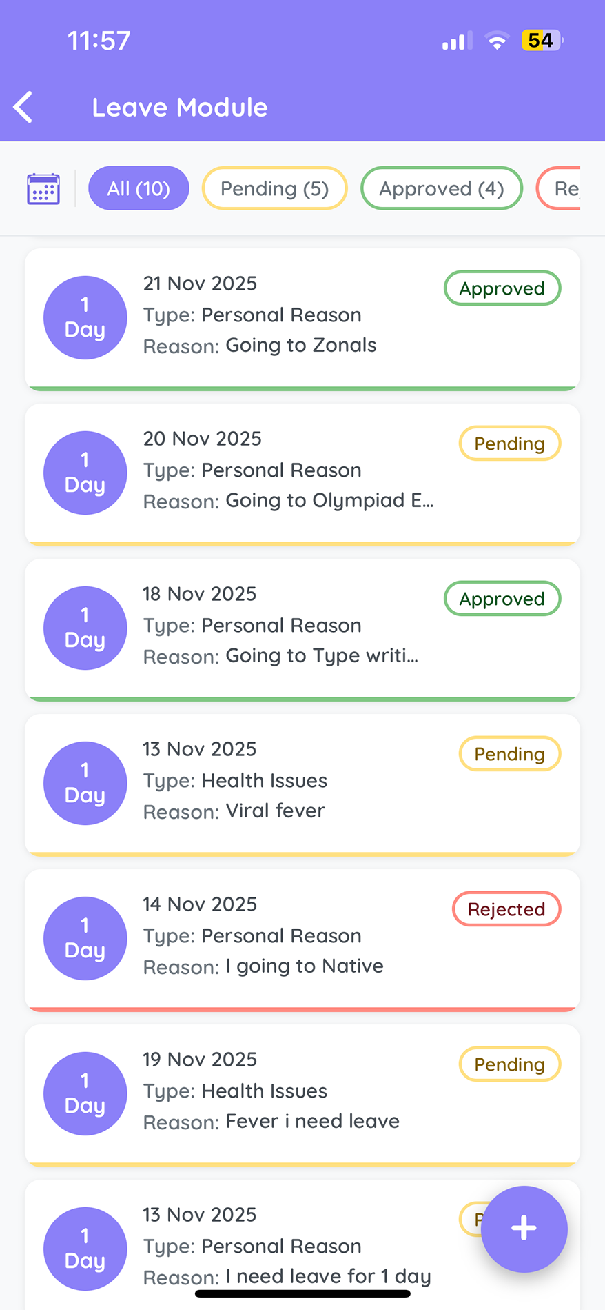 TedQu app — student leave tracking